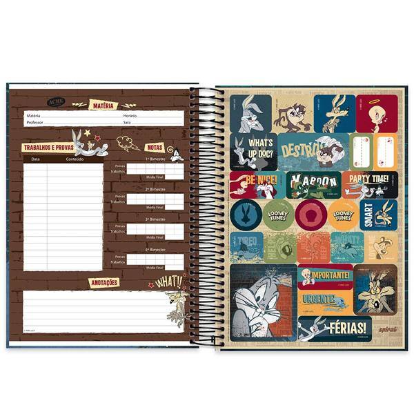 Caderno universitário capa dura 10x1 160 folhas, Looney Tunes Pernalonga, Spiral, 211869 - PT 1 UN