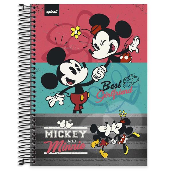 Caderno universitário capa dura 10x1 160 folhas, Disney Mickey & Minnie, Spiral, 211822 - PT 1 UN