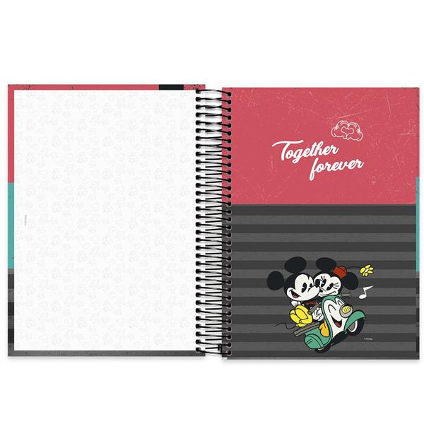 Caderno universitário capa dura 10x1 160 folhas, Disney Mickey & Minnie, Spiral, 211822 - PT 1 UN