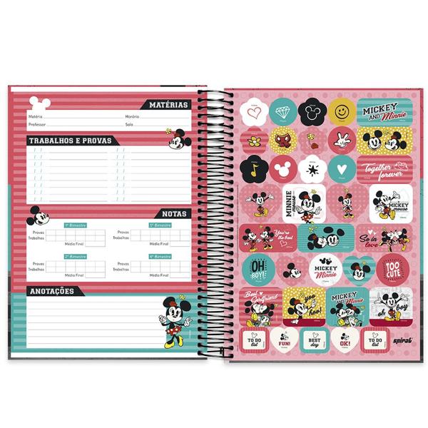 Caderno universitário capa dura 10x1 160 folhas, Disney Mickey & Minnie, Spiral, 211822 - PT 1 UN