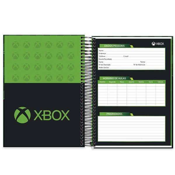 Caderno universitário capa dura 10x1 160 folhas, XBox, Spiral, 211936 - PT 1 UN