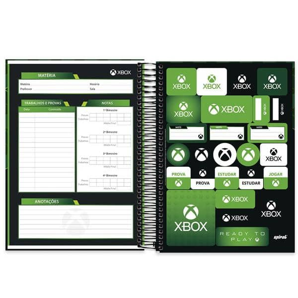 Caderno universitário capa dura 10x1 160 folhas, XBox, Spiral, 211936 - PT 1 UN