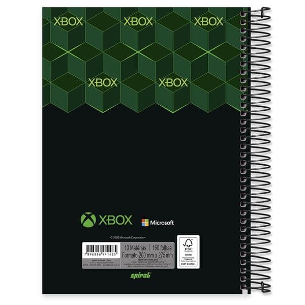 Caderno universitário capa dura 10x1 160 folhas, XBox, Spiral, 211936 - PT 1 UN