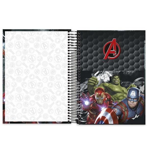 Caderno universitário capa dura 15x1 240 folhas, Marvel Avengers - Vingadores, Spiral, 211969 - PT 1 UN