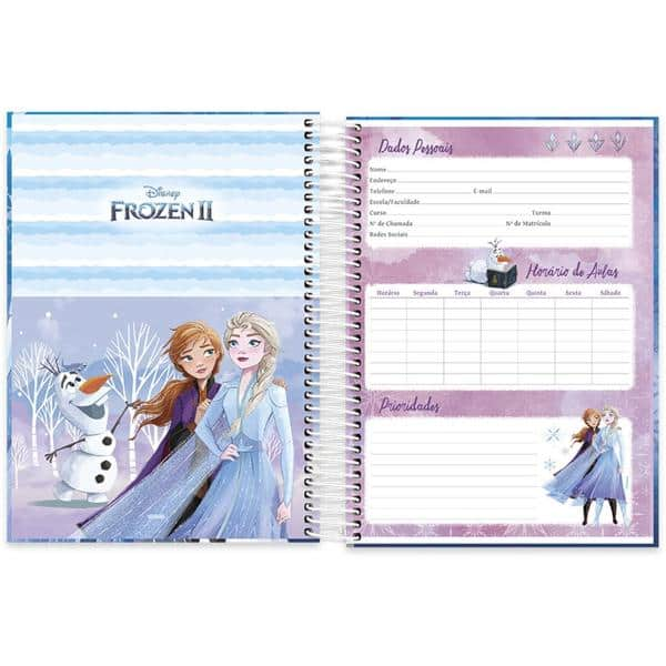 Caderno universitário capa dura 15x1 240 folhas, Disney Frozen, Spiral, 212071 - PT 1 UN