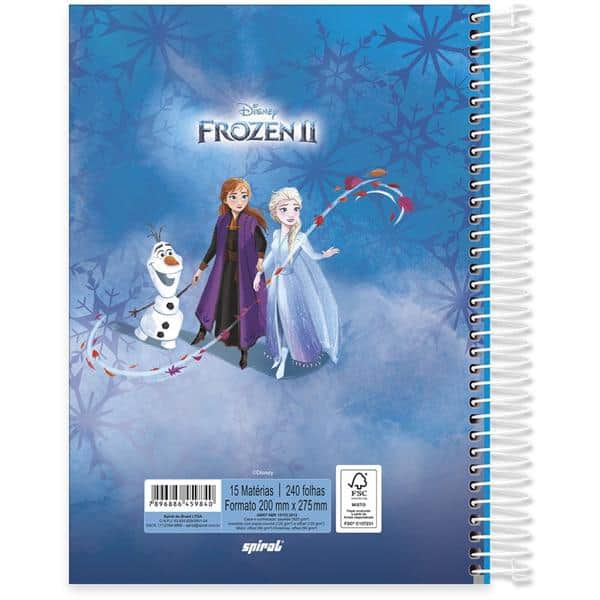 Caderno universitário capa dura 15x1 240 folhas, Disney Frozen, Spiral, 212071 - PT 1 UN