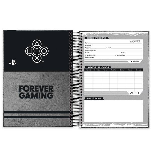 Caderno universitário capa dura 15x1 240 folhas, Playstation, Spiral, 212031 - PT 1 UN