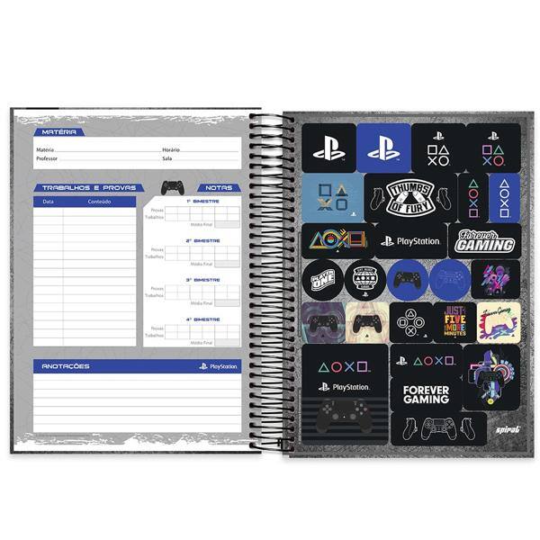 Caderno universitário capa dura 15x1 240 folhas, Playstation, Spiral, 212031 - PT 1 UN