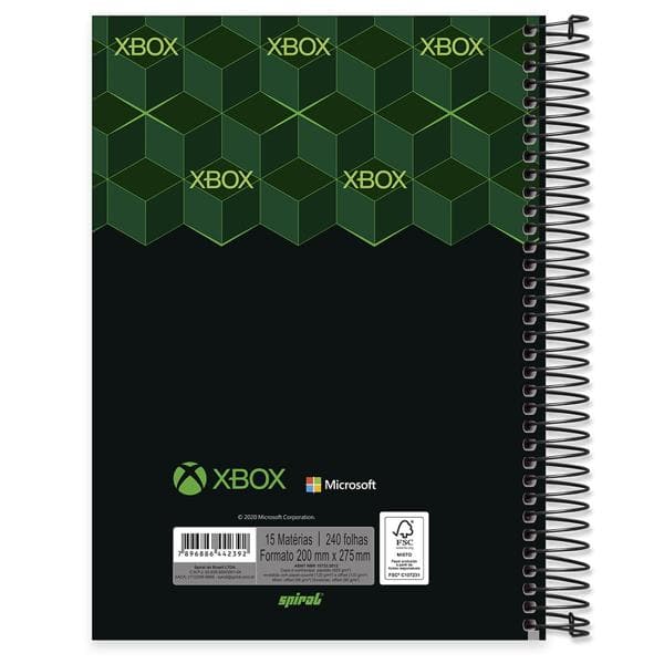 Caderno universitário capa dura 15x1 240 folhas, XBox, Spiral, 212060 - PT 1 UN