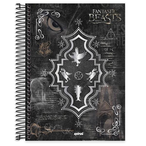 Caderno universitário capa dura 20x1 320 folhas, Animais Fantásticos, Spiral, 212094 - PT 1 UN