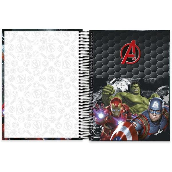 Caderno universitário capa dura 20x1 320 folhas, Marvel Avengers - Vingadores, Spiral, 212092 - PT 1 UN