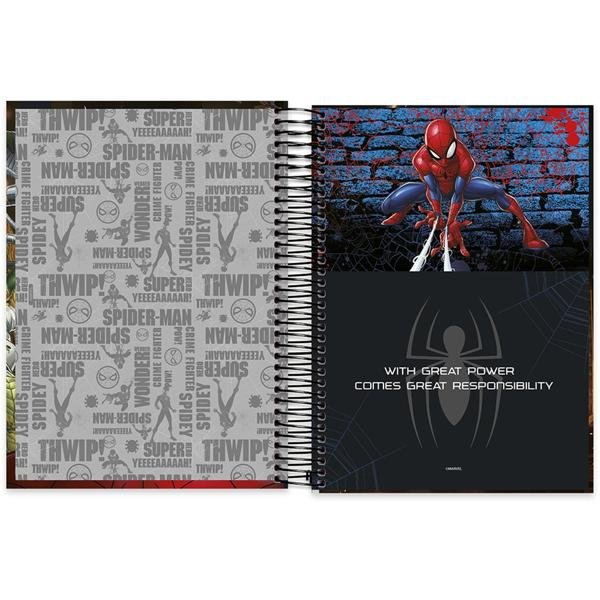 Caderno universitário capa dura 20x1 320 folhas, Marvel Homem Aranha - Spiderman, Spiral, 212193 - PT 1 UN
