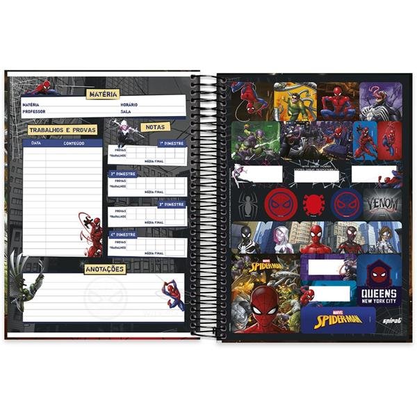 Caderno universitário capa dura 20x1 320 folhas, Marvel Homem Aranha - Spiderman, Spiral, 212193 - PT 1 UN