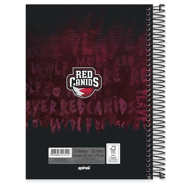 Caderno universitário capa dura 20x1 320 folhas, Red Canids, Spiral, 212159 - PT 1 UN