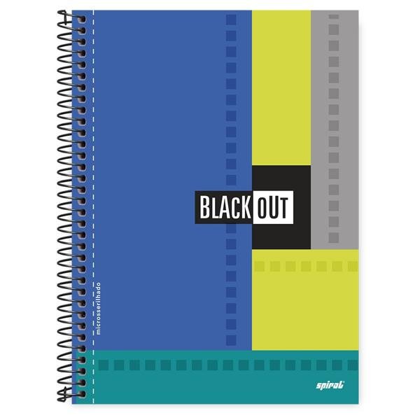 Caderno Universitário Capa Dura 1X1 80 Folhas Black Out Azul Spiral - PT 1 UN