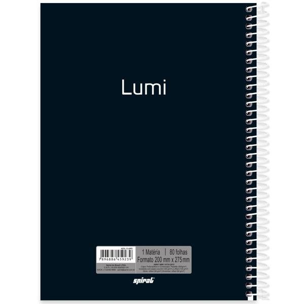 Caderno universitário capa polipropileno 1x1 80 folhas, Lumi Azul, Spiral, 211682 - PT 1 UN