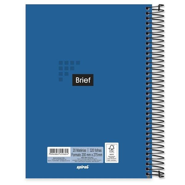 Caderno universitário capa dura 20x1 320 folhas, Brief Azul, Spiral, 212187 - PT 1 UN