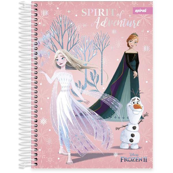 Caderno universitário capa dura 10x1 160 folhas, Disney Frozen, Spiral, 211949 - PT 1 UN