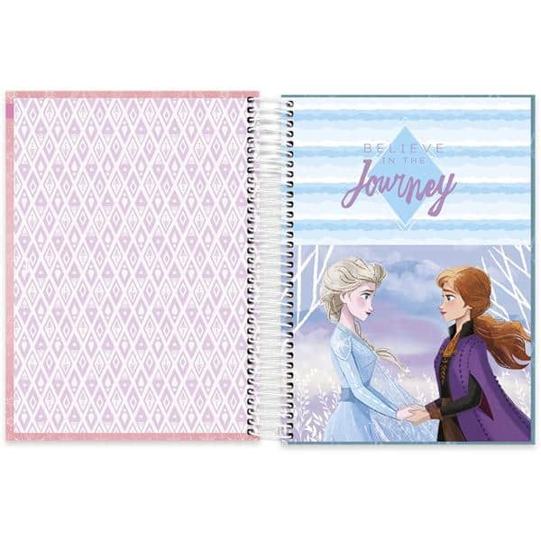 Caderno universitário capa dura 10x1 160 folhas, Disney Frozen, Spiral, 211949 - PT 1 UN