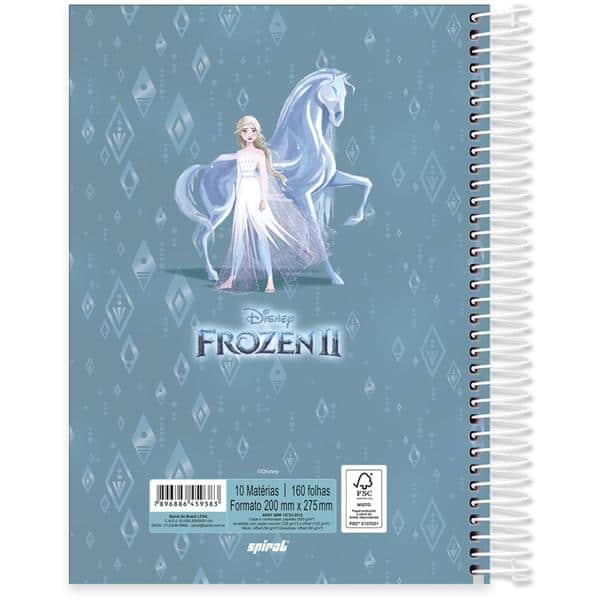 Caderno universitário capa dura 10x1 160 folhas, Disney Frozen, Spiral, 211949 - PT 1 UN