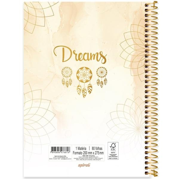 Caderno universitário capa dura 1x1 80 folhas, Dreams, Spiral, 2276816 - PT 1 UN