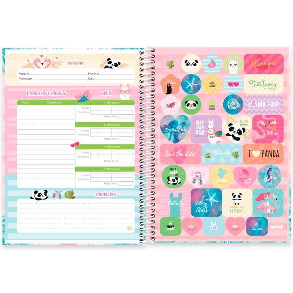 Caderno universitário capa dura 1x1 80 folhas, Tendency Flamingo, Spiral, 2277516 - PT 1 UN