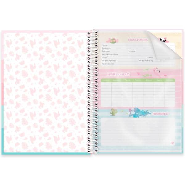 Caderno universitário capa dura 1x1 80 folhas, Tendency Flamingo, Spiral, 2277530 - PT 1 UN