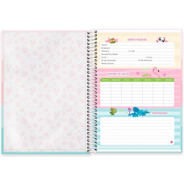 Caderno universitário capa dura 1x1 80 folhas, Tendency Flamingo, Spiral, 2277530 - PT 1 UN