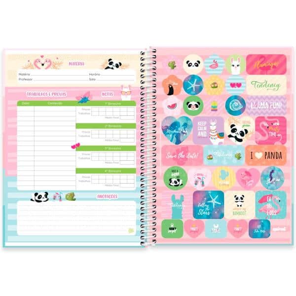 Caderno universitário capa dura 1x1 80 folhas, Tendency Flamingo, Spiral, 2277530 - PT 1 UN
