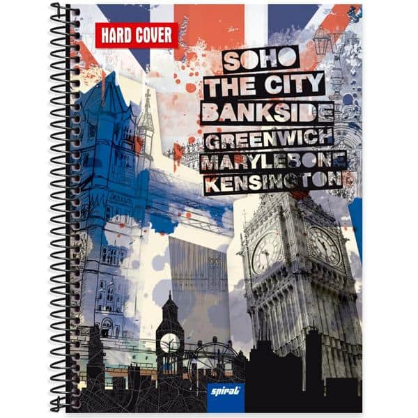 Caderno universitário capa dura 1x1 80 folhas, Hard Cover Londres, Spiral, 2276960 - PT 1 UN