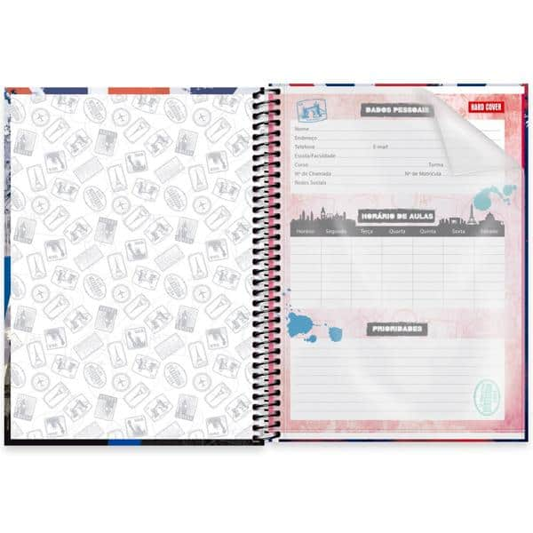 Caderno universitário capa dura 1x1 80 folhas, Hard Cover Londres, Spiral, 2276960 - PT 1 UN