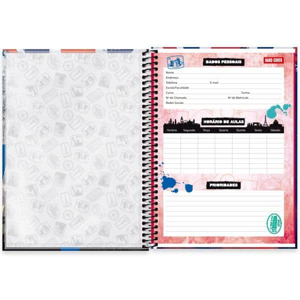 Caderno universitário capa dura 1x1 80 folhas, Hard Cover Londres, Spiral, 2276960 - PT 1 UN