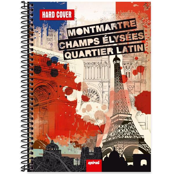 Caderno universitário capa dura 1x1 80 folhas, Hard Cover Paris, Spiral, 2276977 - PT 1 UN