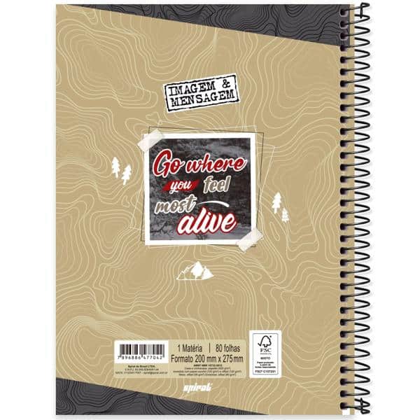 Caderno universitário capa dura 1x1 80 folhas, Imagem e Mensagem, Spiral, 2277042 - PT 1 UN