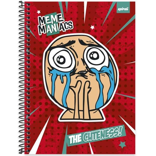 Caderno universitário capa dura 1x1 80 folhas, Meme Maniacs Cutness, Spiral, 2277240 - PT 1 UN