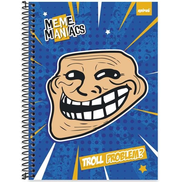 Caderno universitário capa dura 1x1 80 folhas, Meme Maniacs Troll, Spiral, 2277257 - PT 1 UN