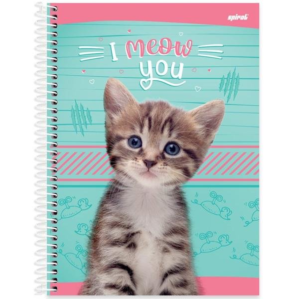 Caderno universitário capa dura 1x1 80 folhas, My Pet Gato, Spiral, 2277264 - PT 1 UN