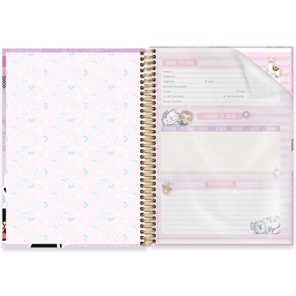 Caderno universitário capa dura 1x1 80 folhas, Pop Pet Panda, Spiral, 2277332 - PT 1 UN