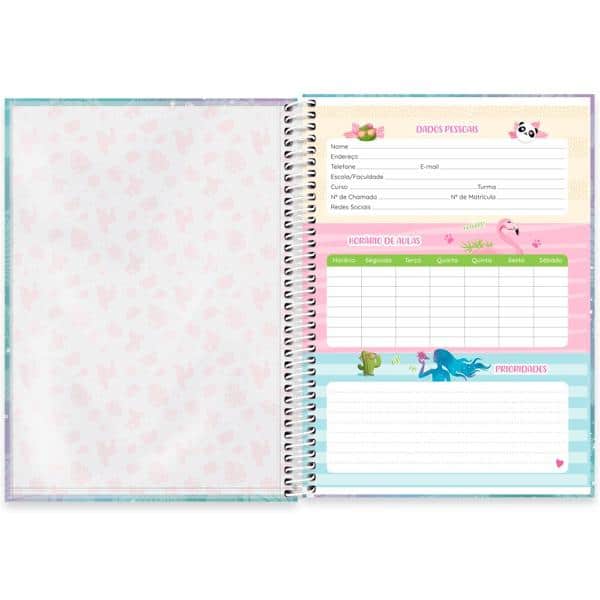 Caderno universitário capa dura 1x1 80 folhas, Tendency Sereia, Spiral, 2277615 - PT 1 UN