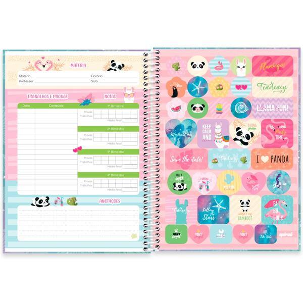 Caderno universitário capa dura 1x1 80 folhas, Tendency Sereia, Spiral, 2277615 - PT 1 UN