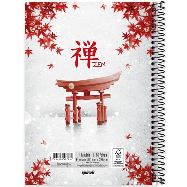 Caderno universitário capa dura 1x1 80 folhas, Zen Portal, Spiral, 2277806 - PT 1 UN