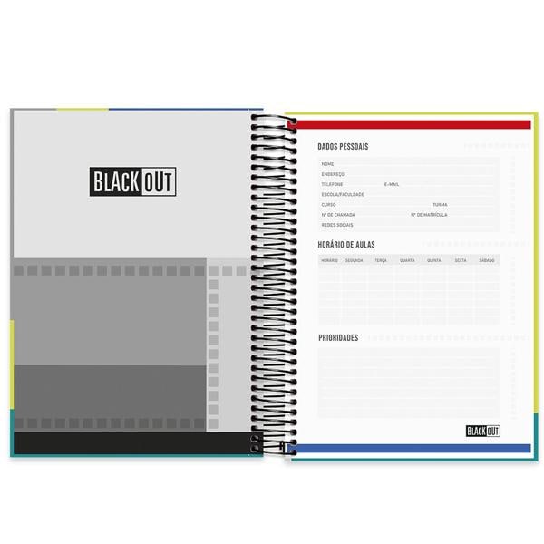 Caderno Universitário Capa Dura 10X1 160 Folhas Black Out Azul Spiral - PT 1 UN