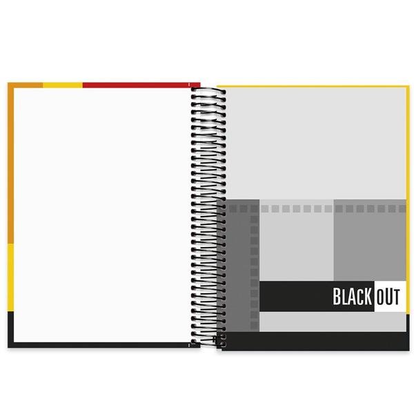 Caderno universitário capa dura 10x1 160 folhas, Black Out Vermelho, Spiral, 211964 - PT 1 UN
