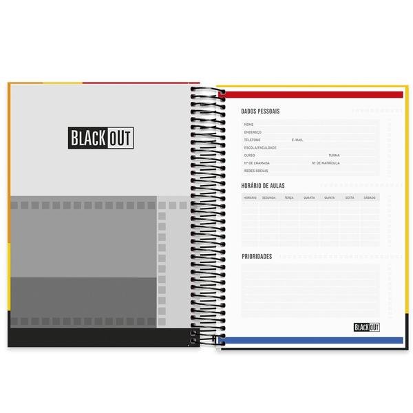 Caderno universitário capa dura 10x1 160 folhas, Black Out Vermelho, Spiral, 211964 - PT 1 UN