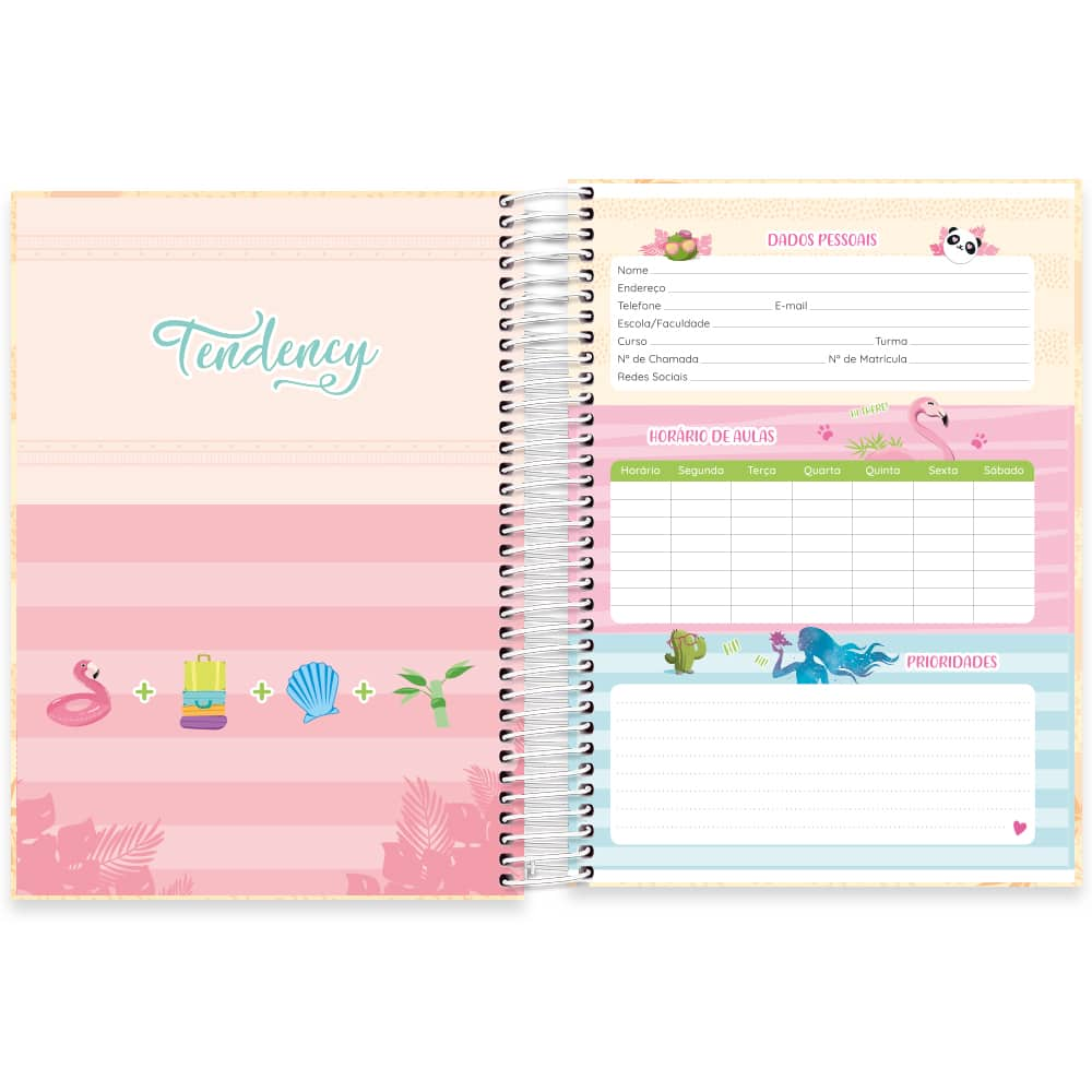 Caderno Universit Rio Capa Dura X Folhas Tendency Panda Spiral Pt Un