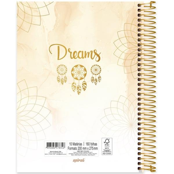 Caderno universitário capa dura 10x1 160 folhas, Dreams, Spiral, 2278346 - PT 1 UN