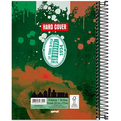 Caderno universitário capa dura 10x1 160 folhas, Hard Cover Itália, Spiral, 2278421 - PT 1 UN