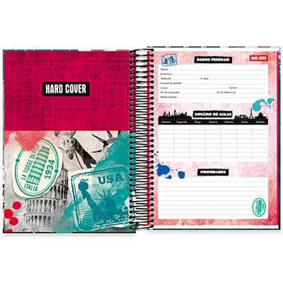 Caderno universitário capa dura 10x1 160 folhas, Hard Cover Nova Iorque, Spiral, 2278438 - PT 1 UN