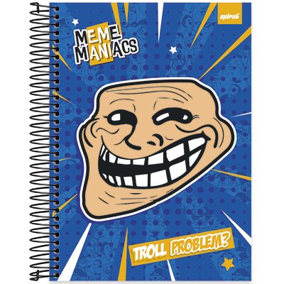 Caderno universitário capa dura 10x1 160 folhas, Meme Maniacs Troll, Spiral, 2240855 - PT 1 UN