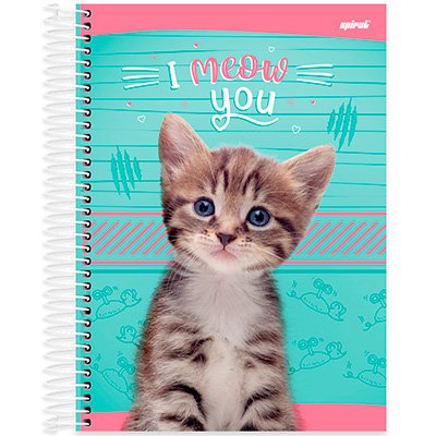 Caderno universitário capa dura 10x1 160 folhas, My Pet Gato, Spiral, 2278629 - PT 1 UN